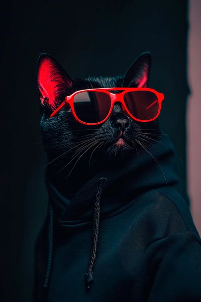 Stylish black tomcat with sunglasses by Poster Art Shop