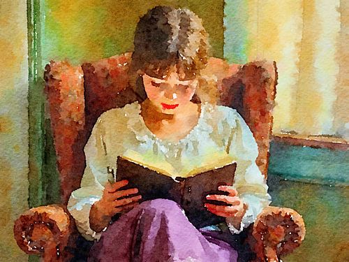 Reading girl oil painting