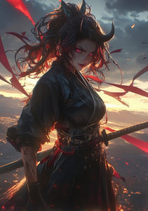 Dämonisches Mädchen Samurai
