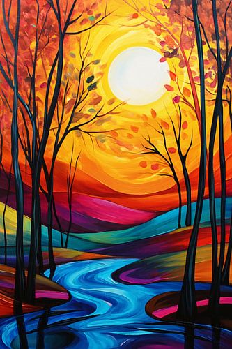 Paysage coloré avec des arbres
