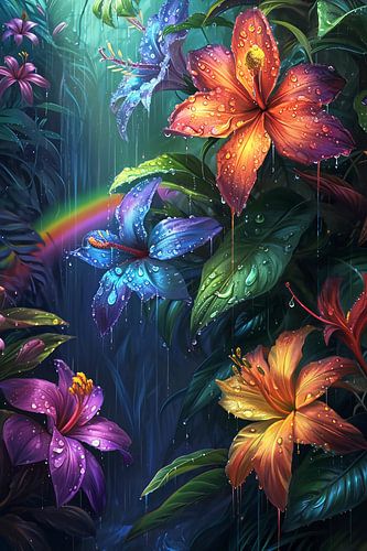 Exotische bloemen in de jungle