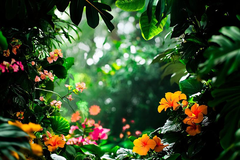 Tropischer Garten voller bunter Blumen von Imperial Art House