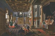 Renaissance-Interieur mit Bankettlern, Esaias van de Velde, Bartholomeus van Bassen von Meisterhafte Meister Miniaturansicht