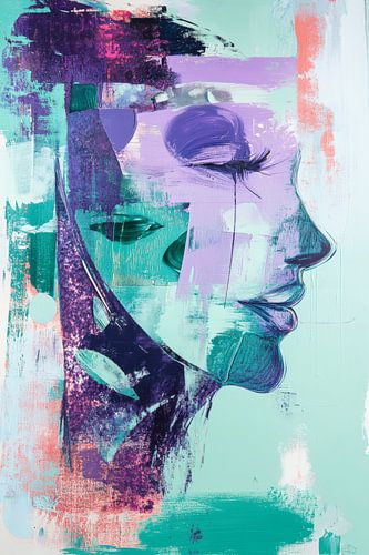 Woman Portrait in Turquoise Dream Interwoven Silence