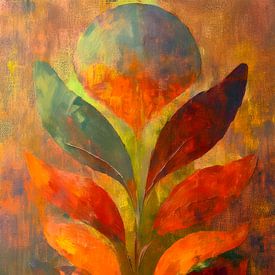 Abstrakte farbenfrohe botanische Kunst: Warme Erdtöne 1 von STUDIO ARTSY