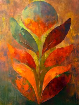 Abstrakte farbenfrohe botanische Kunst: Warme Erdtöne 1