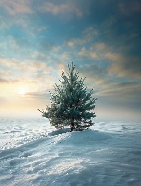 In de sneeuw gewikkelde eenling van fernlichtsicht