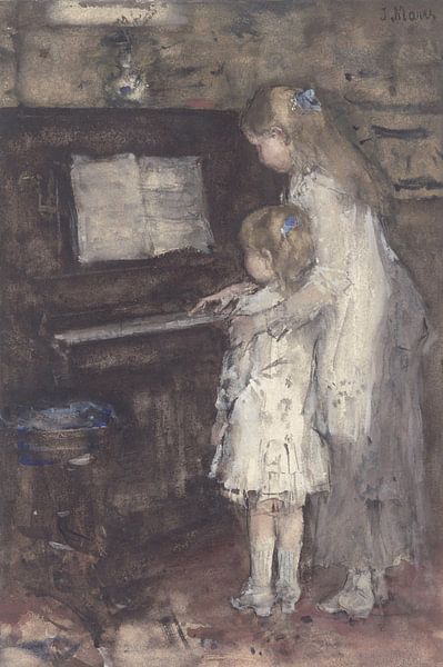 Zwei Mädchen am Klavier, Jacob Maris. von Meisterhafte Meister