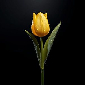 Goldene Stille: Eine Tulpe in der Nacht