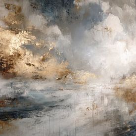 Abstrakte Landschaft - Gold Grau Mystery Malerei von BowiScapes Abstrakt und digitale Kunst
