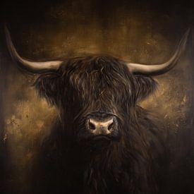 Schwarzer Schottischer Hochländer | Fine Art Tierporträt mit dunklem Hintergrund von Lauren Wilde