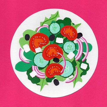 Vrolijk Gekleurde Illustratie van een Salade van Karolina Grenczyk