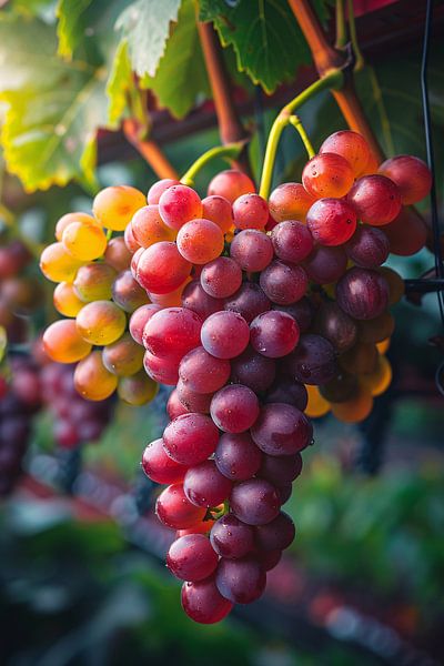 Ripe grapes on the vine in the sun by Art & Soul Creations