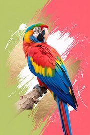 Kleurrijke papegaai met abstracte achtergrond van Imperial Art House