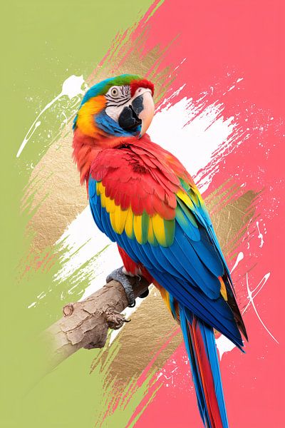 Colourful parrot with abstract background by Imperial Art House