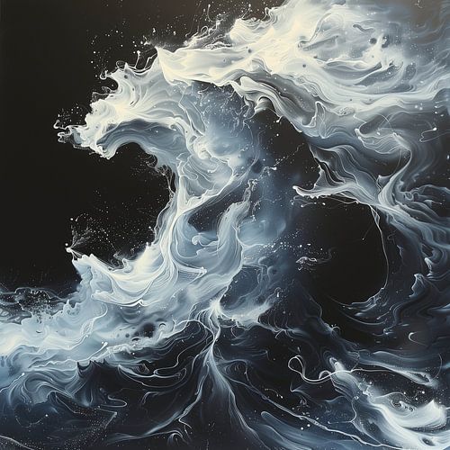 Vague dramatique se brisant sur fond sombre