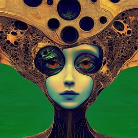 Weibliches Porträt mit Kopfbedeckung von Ton Kuijpers