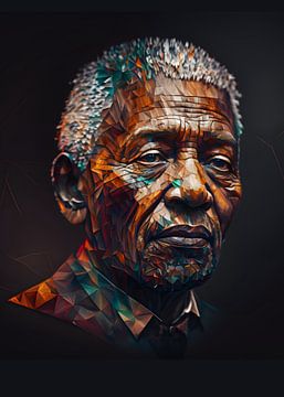 Nelson Mandela Low Poly Pop Art van WpapArtist WPAP Artist