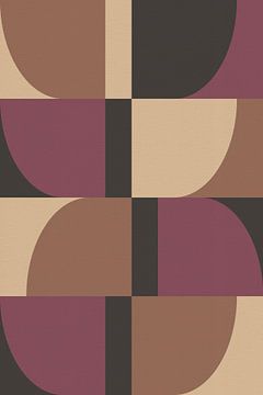 Moderne abstracte vormen in paars, wit, zwart en bruin van Abstract Minimalist Art