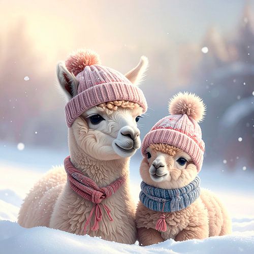 Alpaca met veulen...