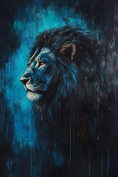 Majestic lion in shades of blue by Imperial Art House
