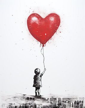 Junge mit Luftballon | Banksy Style von Blikvanger Schilderijen