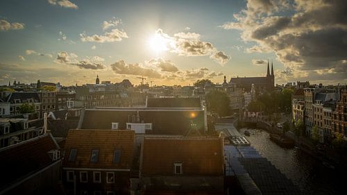 Aerial photo of Amsterdam during sunset