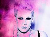 Pink Modern Abstract Portrait in Pink, Purple by Art By Dominic thumbnail