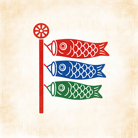 Japanische Koinobori-Malerei auf Vintage-Papier von febri anto