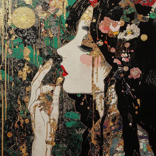 Geisha naar Klimt van DNH Expressions