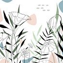 Moderne Bloemen illustratie - Blauw Groen Roze - Tropisch van Studio Hinte thumbnail