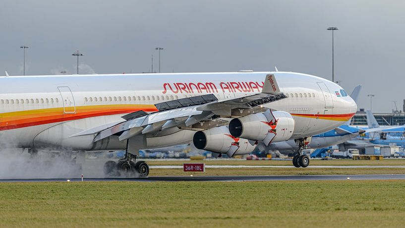 Landing Surinam Airways Airbus A340-300. by Jaap van den Berg