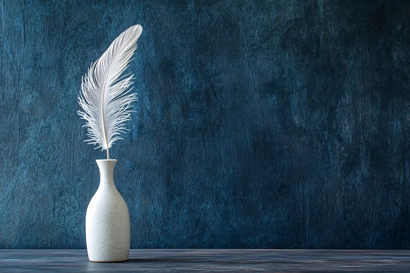 White feather in ceramic vase by Imperial Art House
