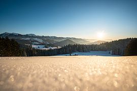 Sunset with a view of Oberstaufen, Staufen, Säntis and the Hochgrat by Leo Schindzielorz