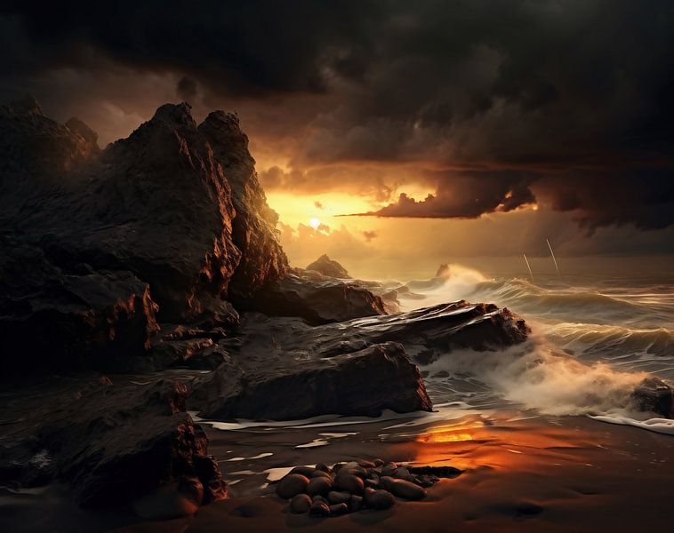 Düstere Stunde am Meer von fernlichtsicht