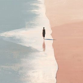 Strandwandeling in roze en blauw van Caroline Guerain