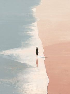 Strandwandeling in roze en blauw van Caroline Guerain