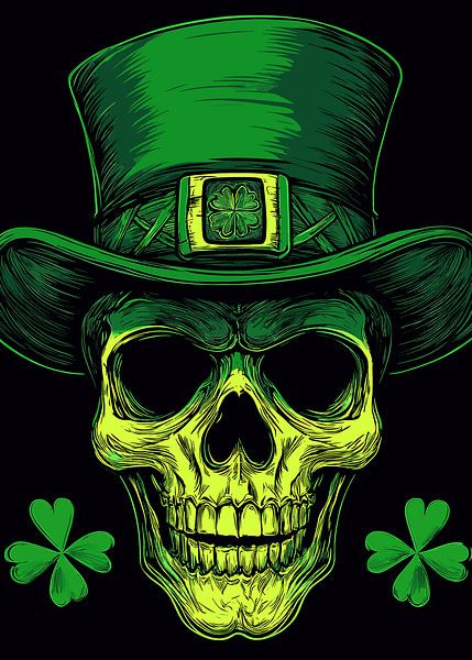 Tête de mort avec chapeau de Leprechaun par Pixelbull Design