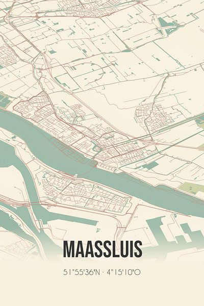 Vintage map of Maassluis (South Holland) by Prints of Place