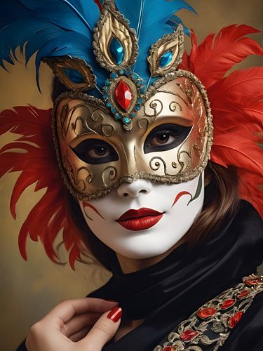 Eine Frau mit einer Karnevalsmaske