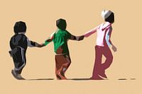Spielende Kinder in Farbe