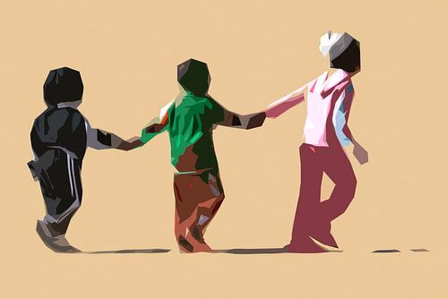 Spelende kinderen in kleur