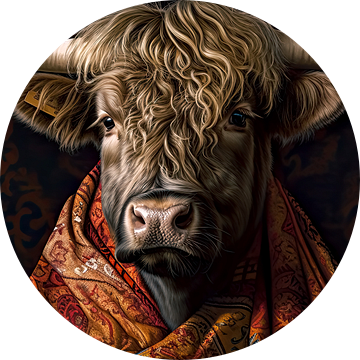 Dierenportret Schotse hooglander in wollen deken van Vlindertuin Art
