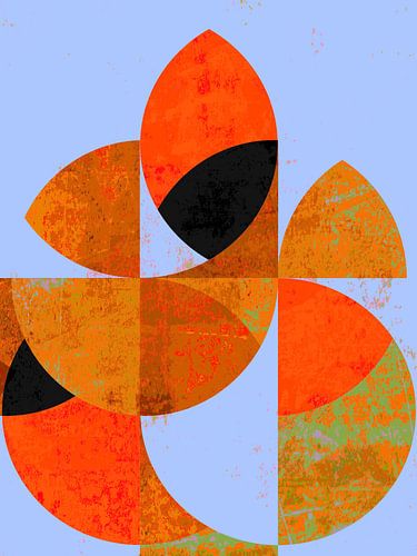 Retro Marmeren Mozaïek Baby Blauw Oranje