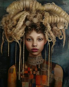 Buntes Porträt "Das Mädchen mit blondem Haar"