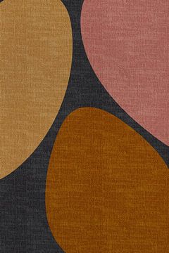 Moderne abstracte geometrische organische retrovormen in aardetinten: roze, geel, grijs, terra van Dina Dankers