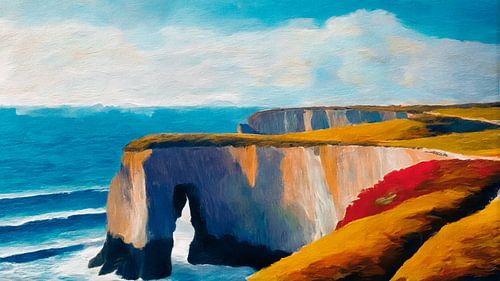 The impressive chalk cliffs of Étretat on the French coast