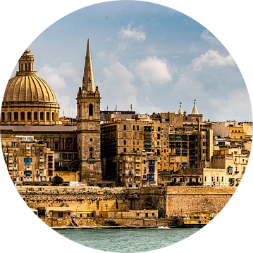 Panorama van de oude stad van Valletta Malta van Dieter Walther