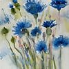 Blauwe Korenbloemen van Rita Tielemans Kunst