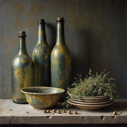 Nature morte avec bouteilles